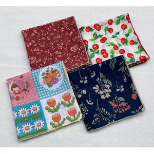 Retro vintage floral printed square scarf small neckerchief spring autumn fashion versatile stylish head wrap
