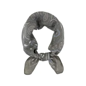 Chic grey paisley square scarf for women, lightweight breathable neckerchief main view.