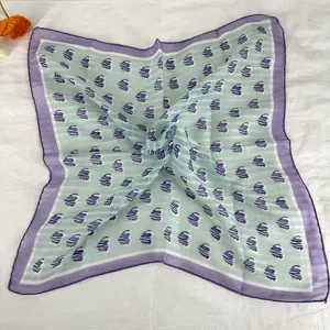 Women vintage small square scarf versatile hair band neckerchief sun protection silk scarf