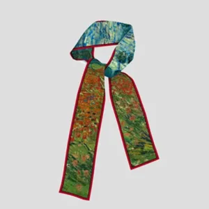 Van Gogh oil painting narrow silk scarf, stylish bag ribbon and hair band for women.