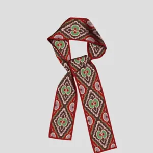 Elegant narrow silk scarf retro geometric pattern stylish bag ribbon hair accessory