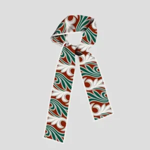 Retro artistic print twilly silk scarf narrow long ribbon for handbag hair accessory decoration