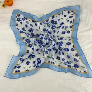 Korean retro floral small square scarf versatile vintage neckerchief stylish hair band for women.