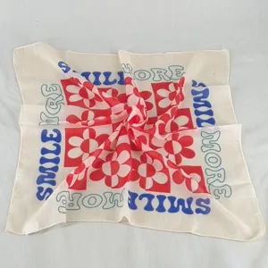 Retro floral print small square scarf vintage neck scarf fashion hair band for women.