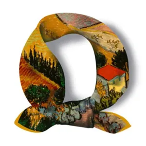 Classic Van Gogh oil painting small square silk scarf retro art hair band neckerchief