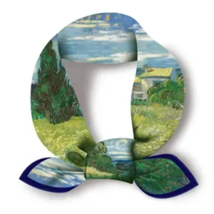 Classic Van Gogh oil painting small silk scarf, retro art style hair band or neckerchief.