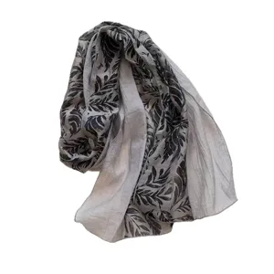Retro Korean style lightweight printed silk scarf, versatile spliced shawl for women fashion.