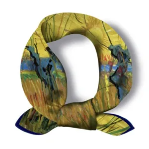 Vintage Van Gogh oil painting style silk scarf for women, elegant hair band or small neckerchief.