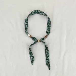 Women's Fashion Floral Print Polyester Skinny Scarf Vintage Retro Artistic Neck Scarf Necklace Small Long Ribbon Headband