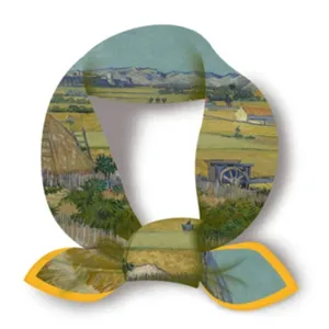 Vintage Van Gogh oil painting style 53cm small square silk scarf for women hair band neckerchief.