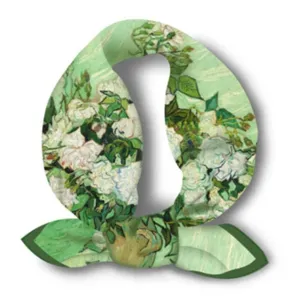 Van Gogh oil painting small square scarf, retro artistic hair band and silk neck scarf for women.