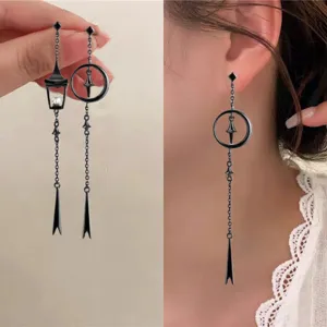 Vintage Asymmetrical Lantern Tassel Earrings Alloy Artificial Pearl Drop Earrings Fashion Jewelry For Women