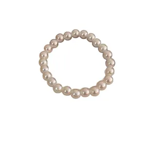 Anillo elástico de perla blanca elegante joyería apilable elegante minimalista