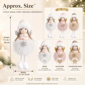 Christmas angel plush hanging ornament cute doll for holiday tree party decor 3pcs set