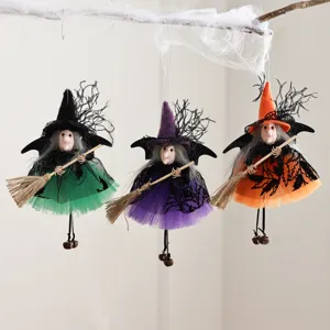 Halloween witch broom hanging decoration creative cloth doll pendant party decor