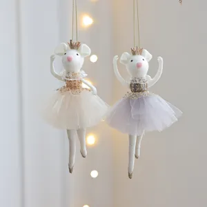 Kerst ballet muis hangende decoraties vilt kroon boomversiering set van twee