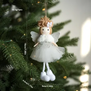 Christmas angel doll pendant with sequin wings and fluffy skirt tree hanging decoration