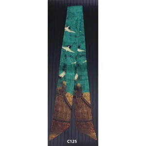Sciarpa Sottile Stampa Pittura Olio Retrò Gru Donna Moda Lungo Foulard Accessori Collo