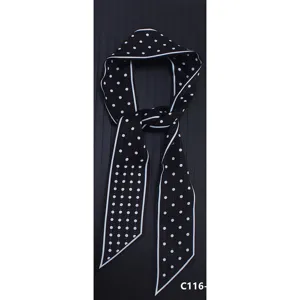 Sciarpa twilly pois nero e bianco elegante nastro collo donna accessorio di moda chic
