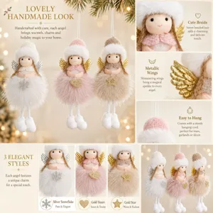 Christmas plush angel hanging ornament cute doll tree decoration set of 3 lovely styles