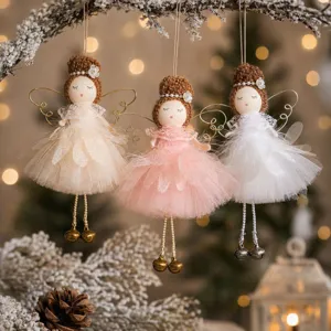 Cute Christmas fairy angel plush hanging doll tree pendant holiday gift home decoration