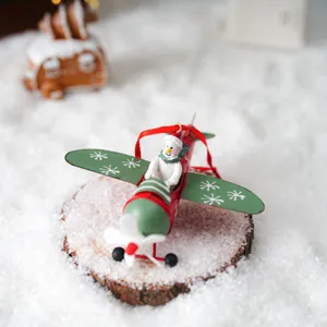 Noël métal avion ornement avec bonhomme de neige pilote, mignon décor suspendu d'arbre