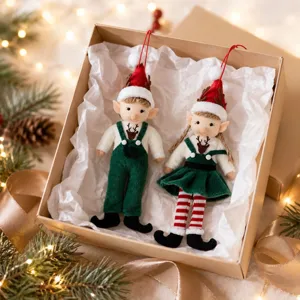 Navidad duende muneca adorno nino y nina peluche colgante arbol decoracion detalles.