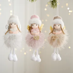 Christmas Angel Pendant Plush Hat Girl Doll Christmas Tree Toy Hanging Ornament Christmas Supplies Party Decoration