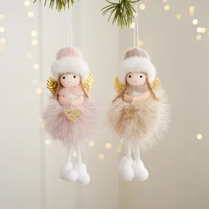 Christmas angel doll plush hanging ornaments set for holiday tree decoration and party.