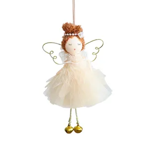 Christmas fairy angel doll fabric hanging ornament with tulle dress for holiday tree decor
