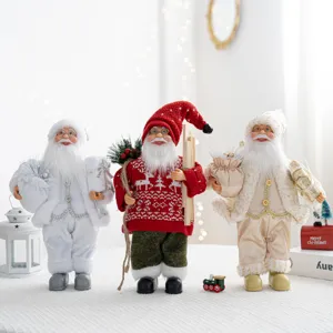Noel debout pere noel poupee 30cm peluche figurine festive maison bureau deco ornement de noel