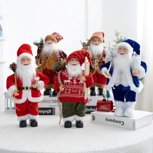 Poupée Père Noël Debout 30cm Ornements de Noël Figurines Décoratives de Père Noël Avec Sac à Dos Cadeau Pour Décoration de Maison