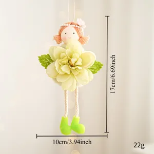 Easter flower fairy girl hanging ornament plush toy with big yellow flower home decor