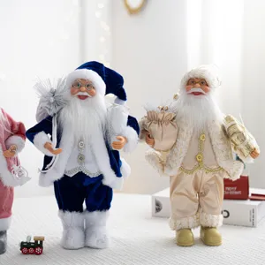 30cm Poupée Père Noël Debout Décoration de Noël Figurine en Peluche Fête Display