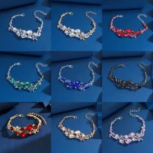 Lussuoso Bracciale in Lega Strass a Goccia per Donna Elegante Cristallo Lucido Sposa Matrimonio Festa Bigiotteria Regalo Braccialetto a Catena Larga