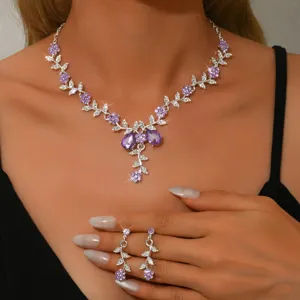 Set collana e orecchini da sposa in cristallo con fiori vite elegante gioiello festa