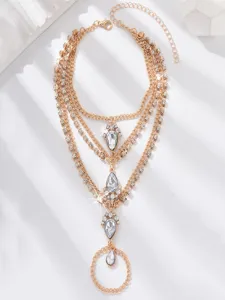 Catena da piede bohémien multistrato con strass colore oro vintage stile corte gioiello