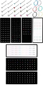 Set piercing naso in acciaio inossidabile con cristalli colorati dettagli corpo gioielli.