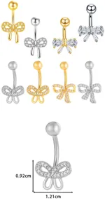 Edelstahl Bauchnabelpiercing mit AAA Zirkon Schleife Anhänger, glänzender Körperschmuck.