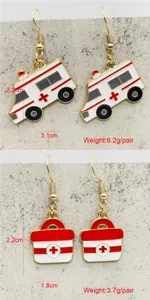 Nurse ambulance and medical box enamel earrings fashion alloy drop earrings for women