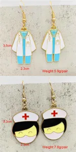Cute nurse doctor enamel hook earrings medical theme jewelry fashion accessories for women pair