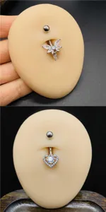 Edles Bauchnabelpiercing Zirkonia Herz Schleife Edelstahl Piercing Schmuck Accessoire
