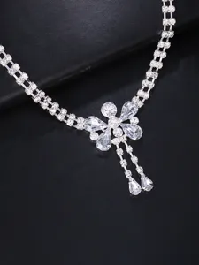 Rhinestone anklet detail shot, glittering crystal sparkling on double chains, exquisite design.