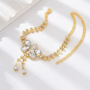 Bohemian gold rhinestone dragonfly pendant anklet sexy beach crystal ankle chain jewelry