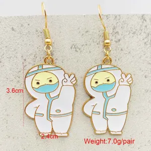 Cute medical nurse cartoon enamel drop earrings alloy jewelry gifts for women and girls