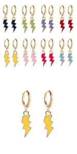Colorful lightning enamel hoop earrings for women fashion trend alloy drop jewelry detail view