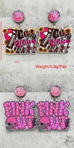 Wooden sports theme pink football earrings game day fashion dangle earrings for women gift