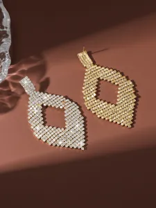 Orecchini pendenti geometrici dorati con strass da donna gioielli eleganti per feste e serate