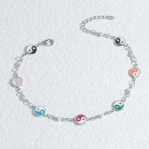 Modisches mehrfarbiges Yin-Yang-Armband mit Perlen, stilvoller Damenschmuck für den Alltag.