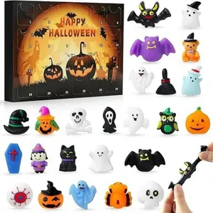 Scatola calendario dell'Avvento di Halloween con 24 mini giocattoli squishy per bimbi